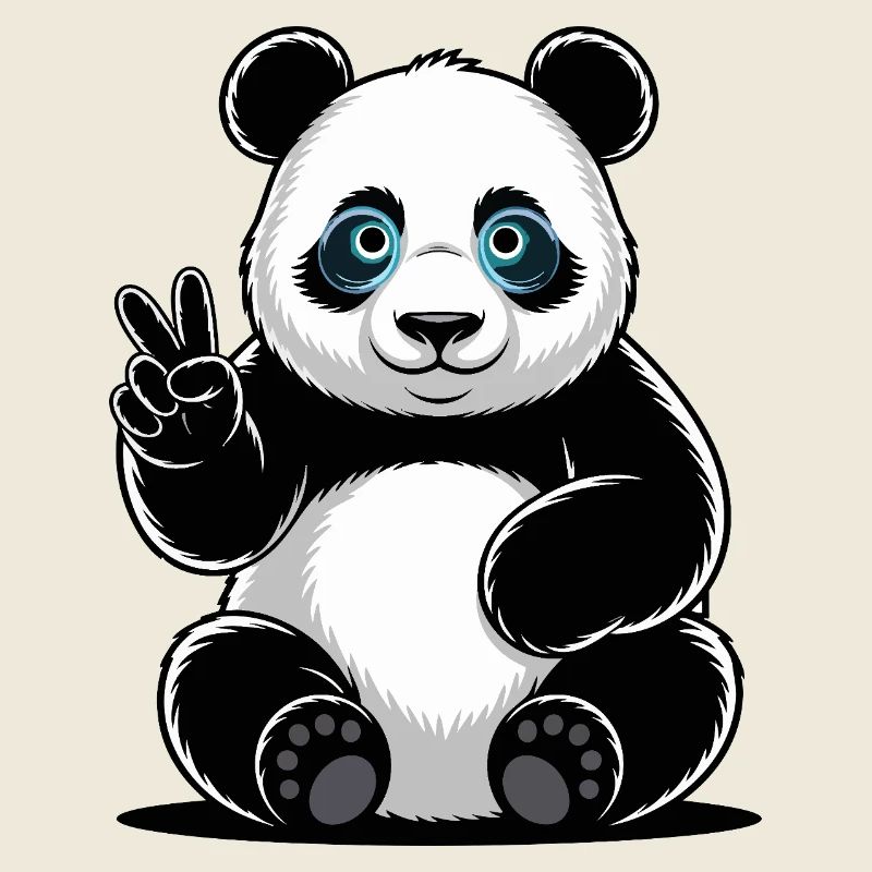 Panda Friedenszeichen Cartoon