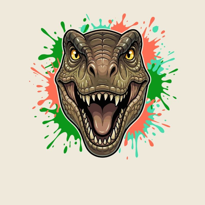 Tête éclaboussure de peinture néon T-Rex