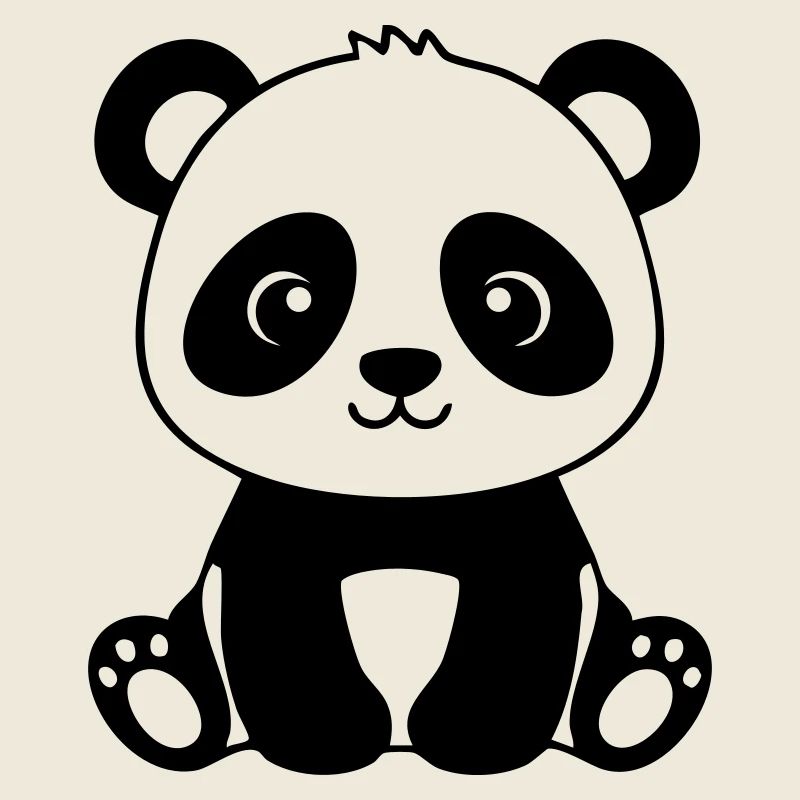Bébé Panda mignon – Noir & Blanc