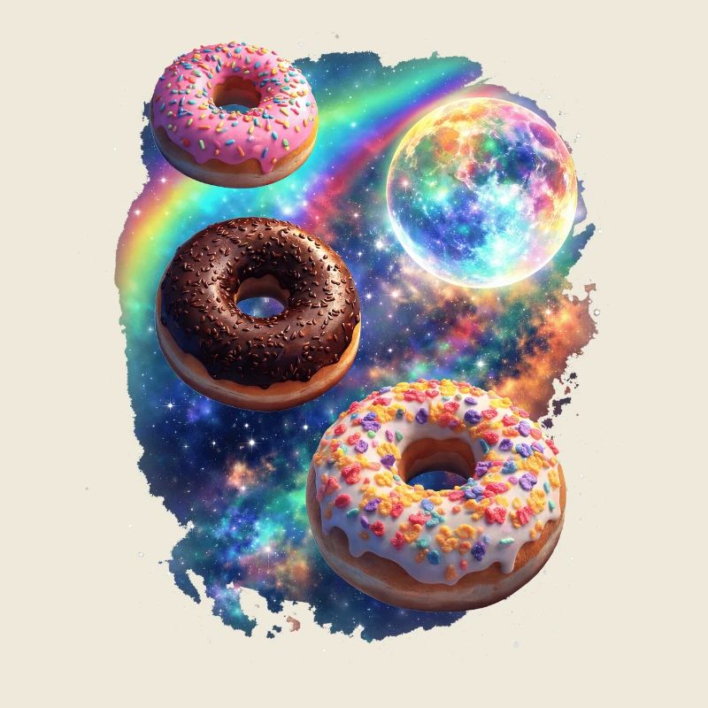 Kosmische Donuts im Farbrausch
