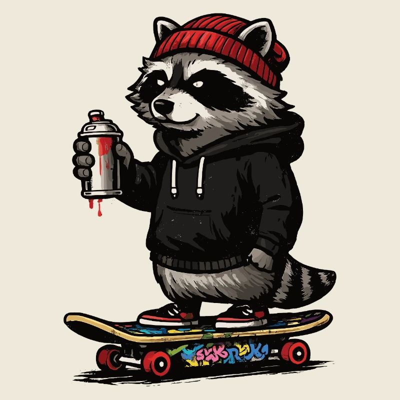 Waschbär Skate Graffiti