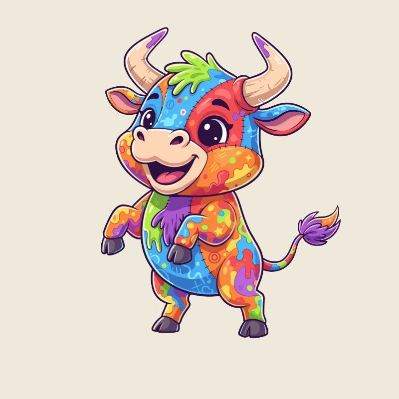 Farbenfrohe Kuh Farbexplosion