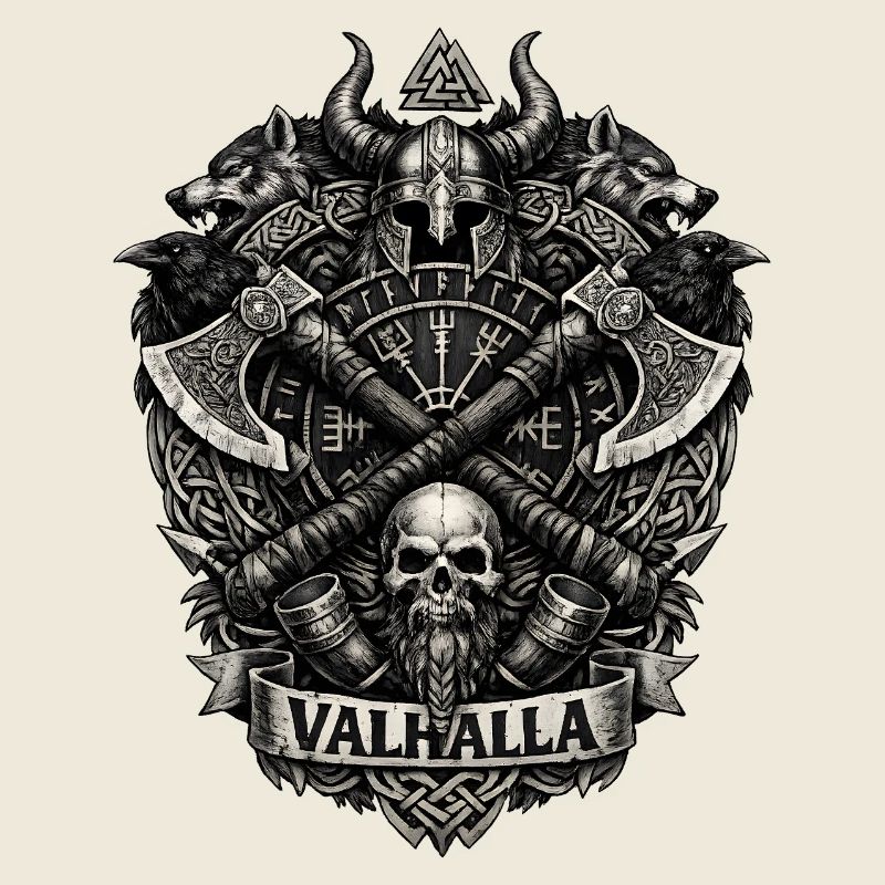 Valhalla-Schädel-Wikingerwappen