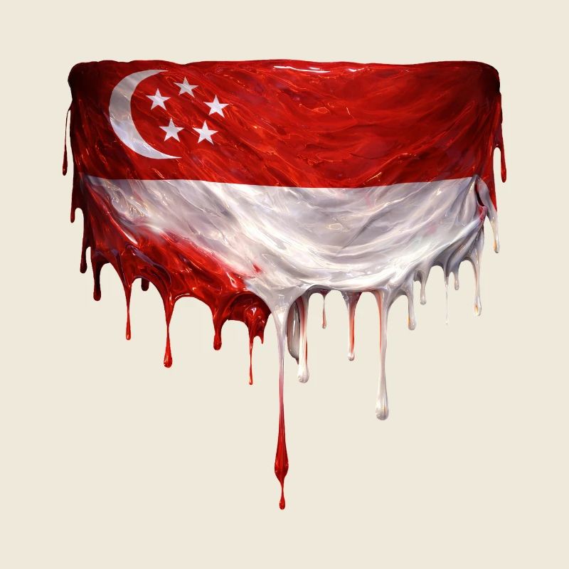 Drapeaux de Singapour dégoulinant d’art
