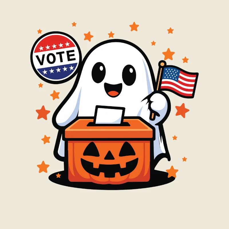 Halloween Ghost Ballot Voting Spooky Humor