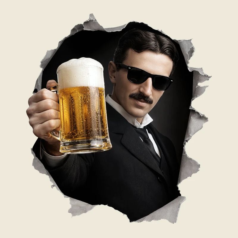 Nikola mit Bier und Sonnenbrille