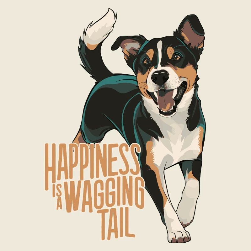 Happiness Is A Wagging Tail Dog Design
