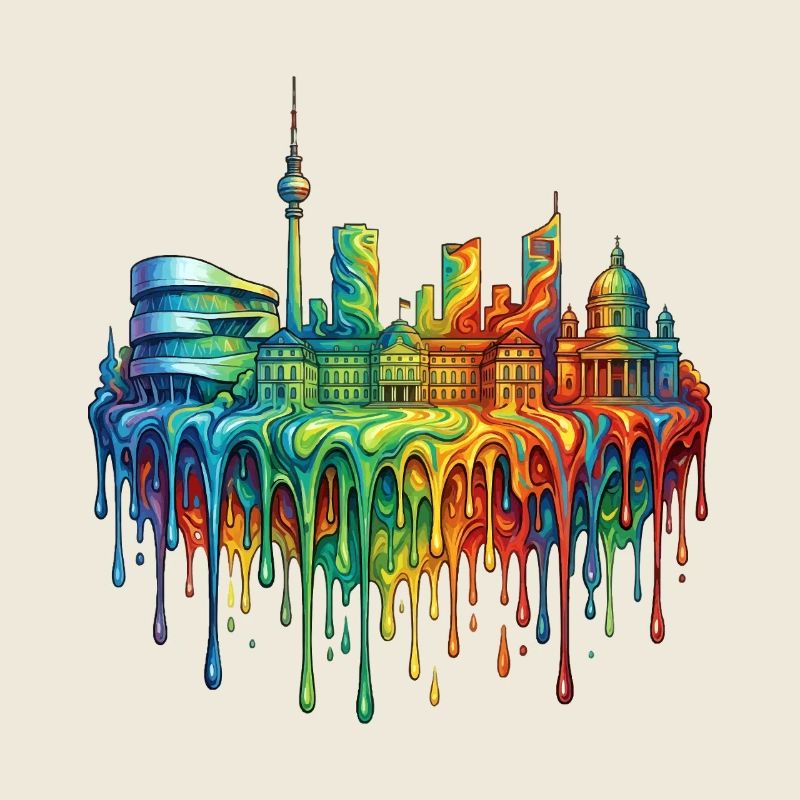 Stuttgart mit farbenfroh verlaufender Farbe