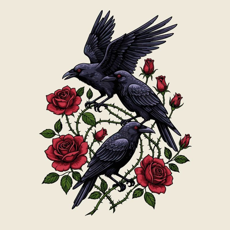 Crows and Red Roses - Gothic Aesthetic