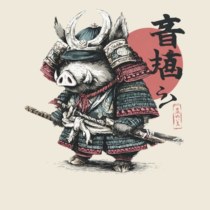 Boar Samurai in Armor Katana