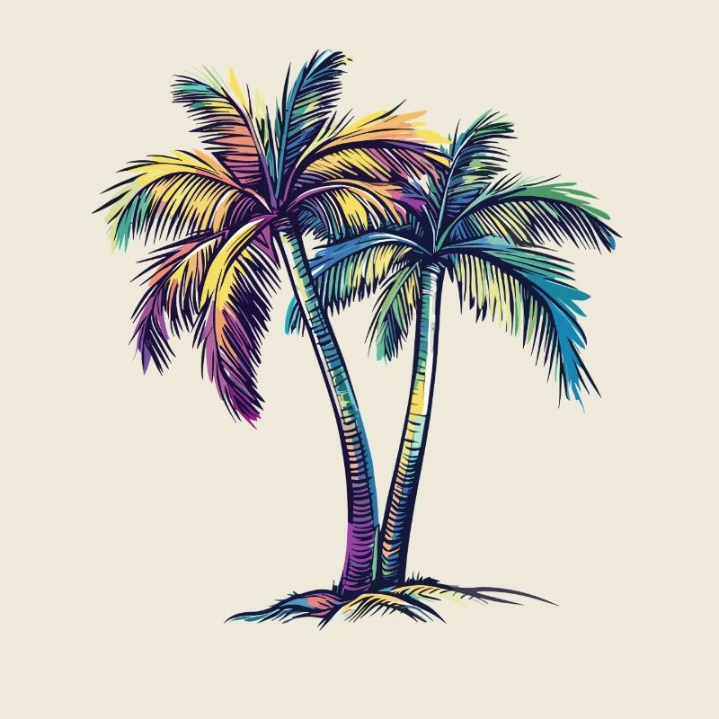 Rainbow Palm Trees Tropical Dream