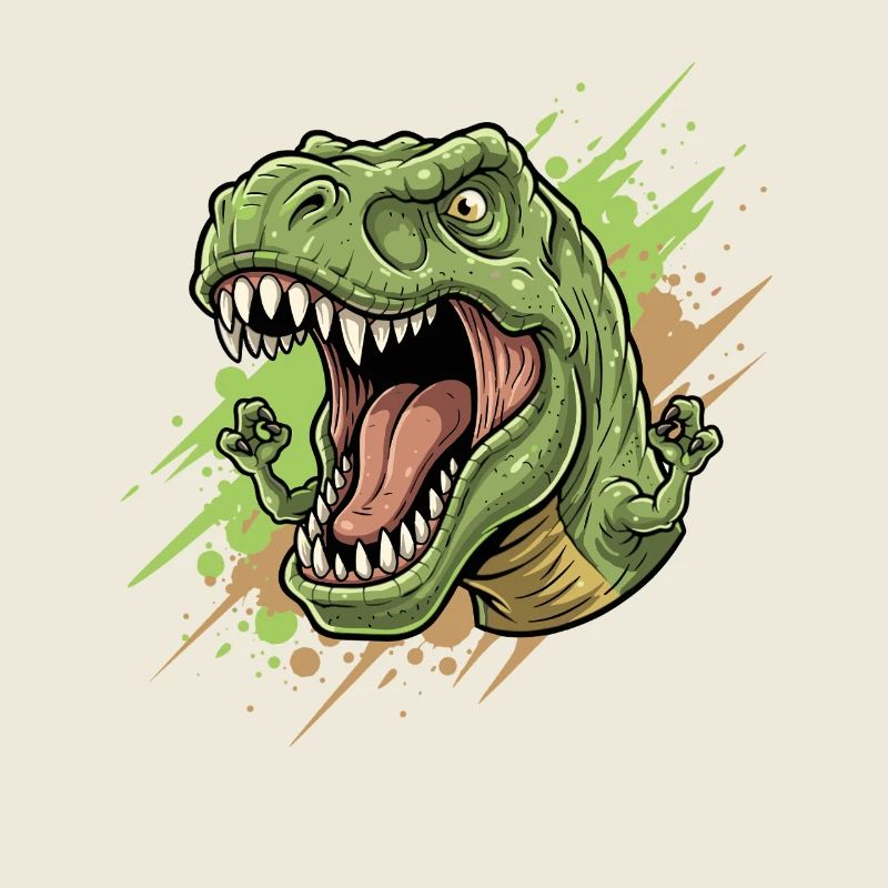 Wütender T Rex mit Farbschwall