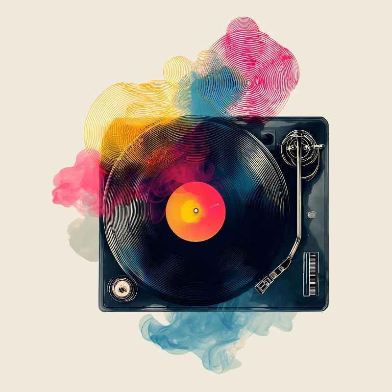 Design de platine vinyle en vinyle à splash couleur