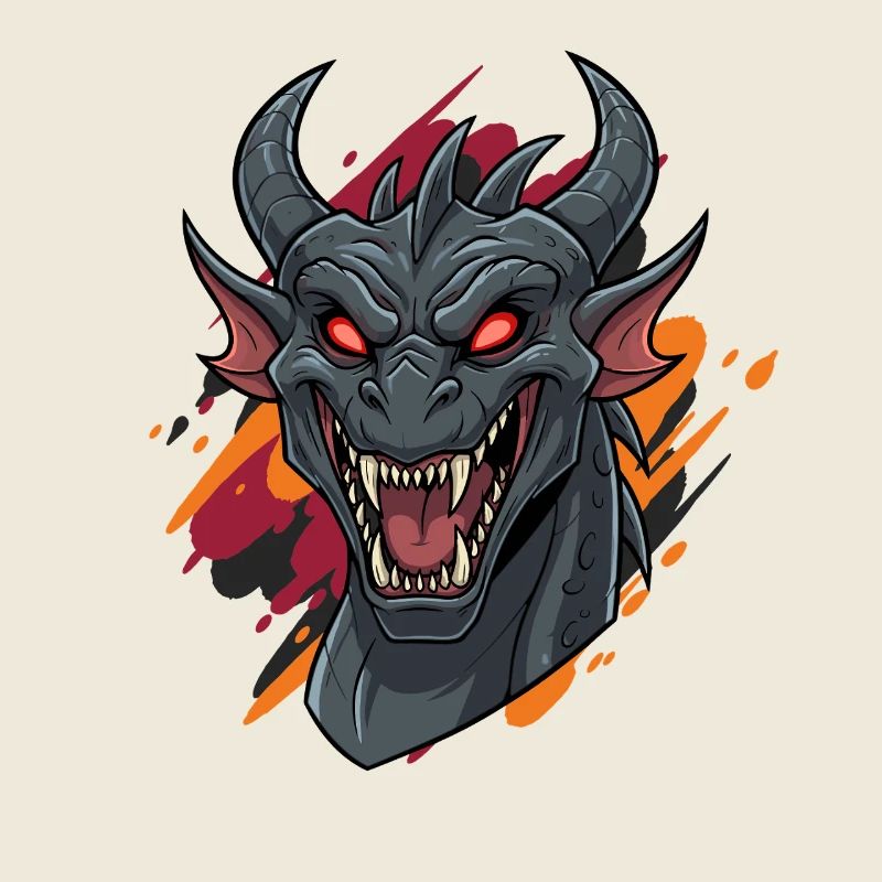 Dragon head with fire accents