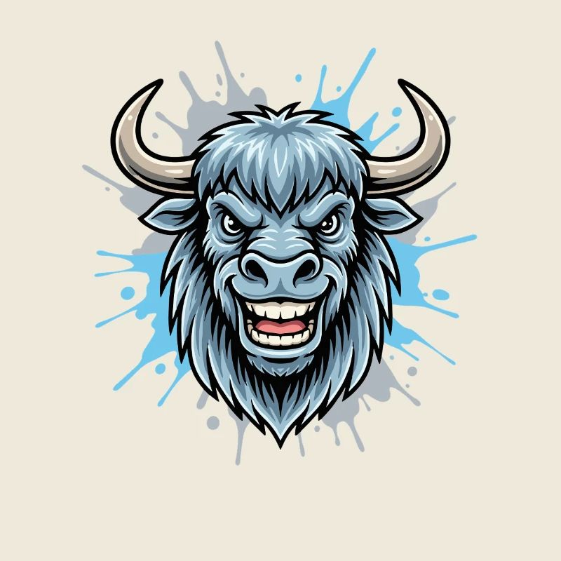 Éclaboussure de tête de bison bleu