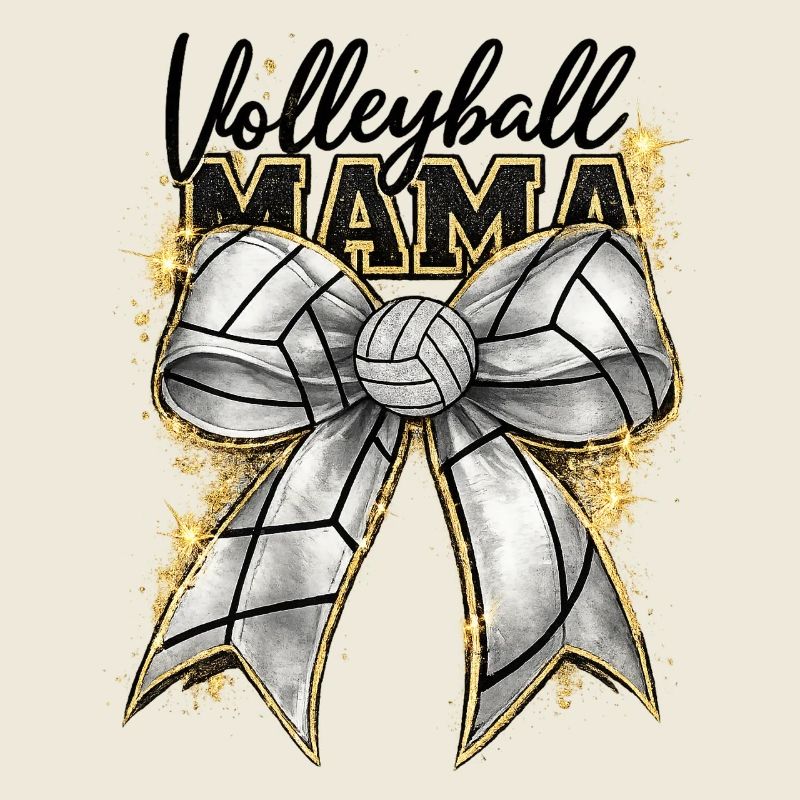 Volleyball Mama Schleife Glitzer Gold Muttertag 
