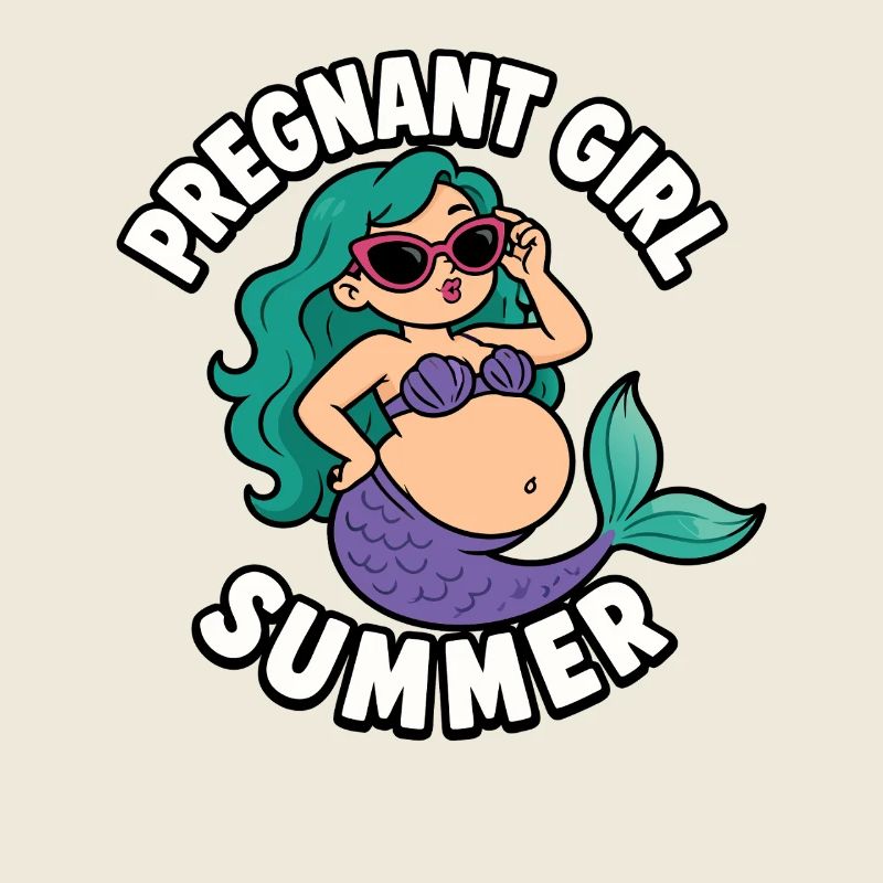 Fille enceinte, été, plage, sirène,