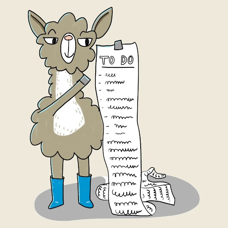 Lama avec une liste de choses à faire
