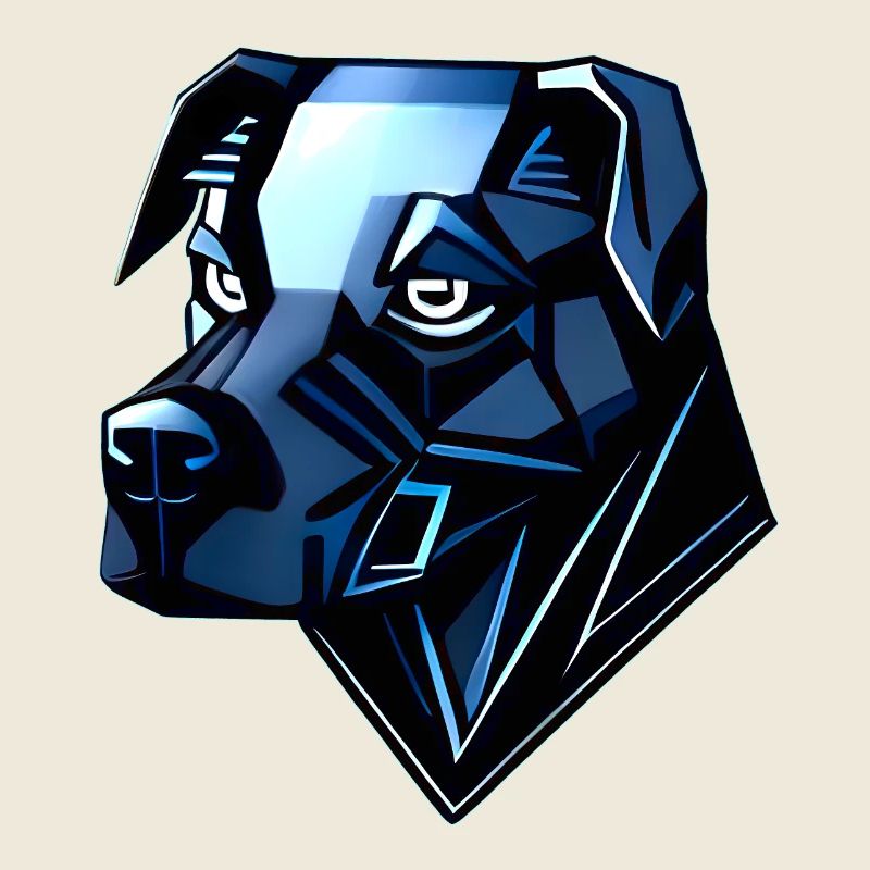 Hund Dobermann - Blaue Polygone