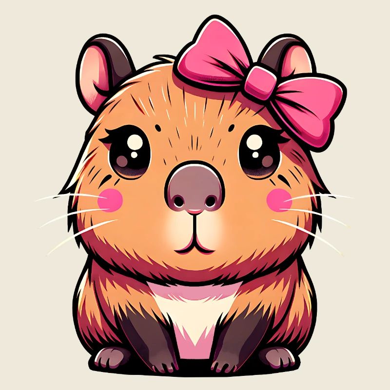 Mignon Capybara Nœud Rose Capybara