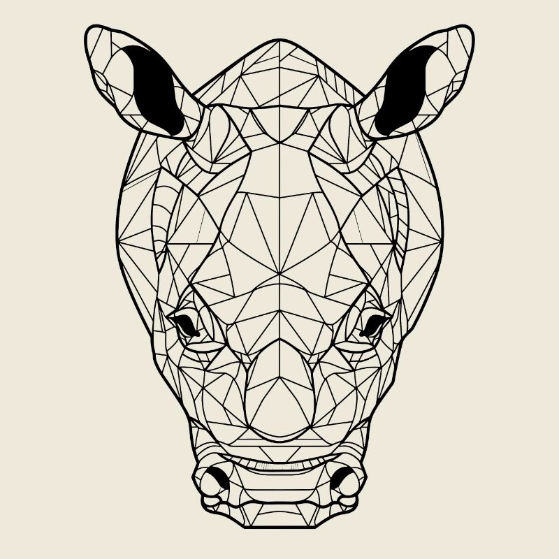 Geometric Rhinoceros Head: Angular Artwork