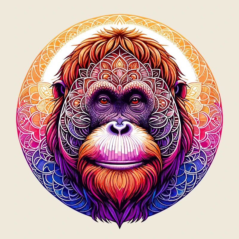 Mystical Orangutan Mandala Portrait