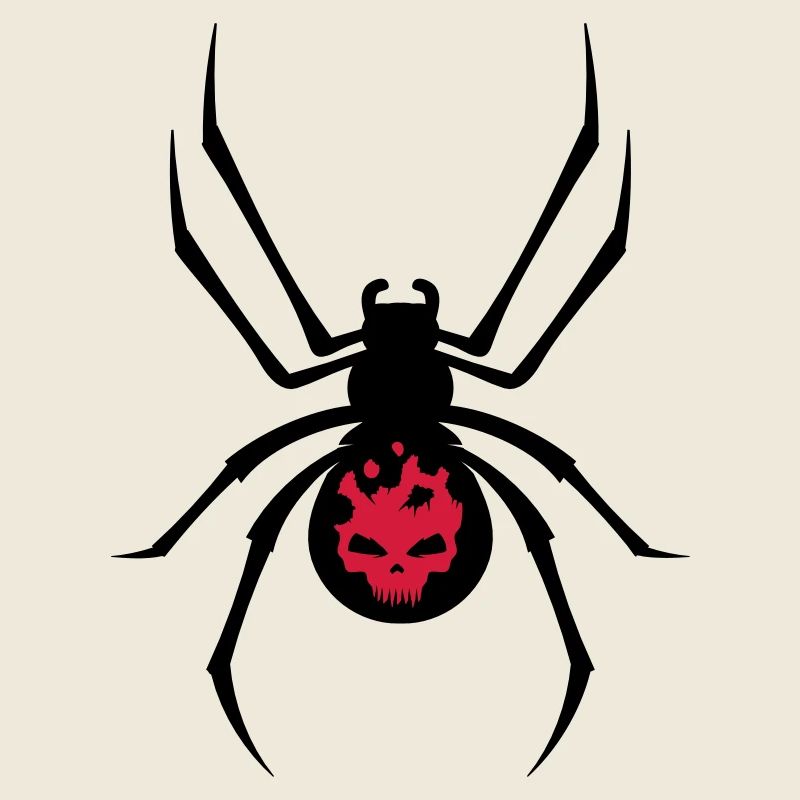 Schwarze Spinne mit Skull Muster