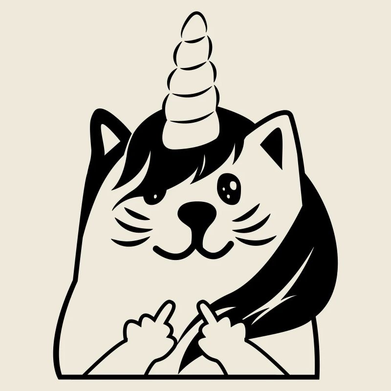 Tu peux me doigt du milieu chat licorne