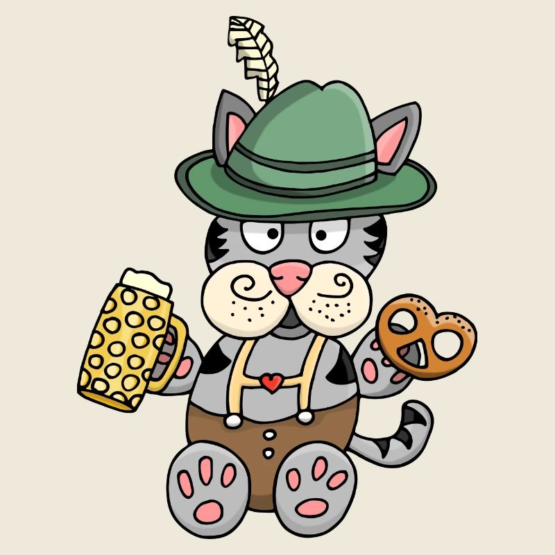 Drôle de chat en costume de lederhosen