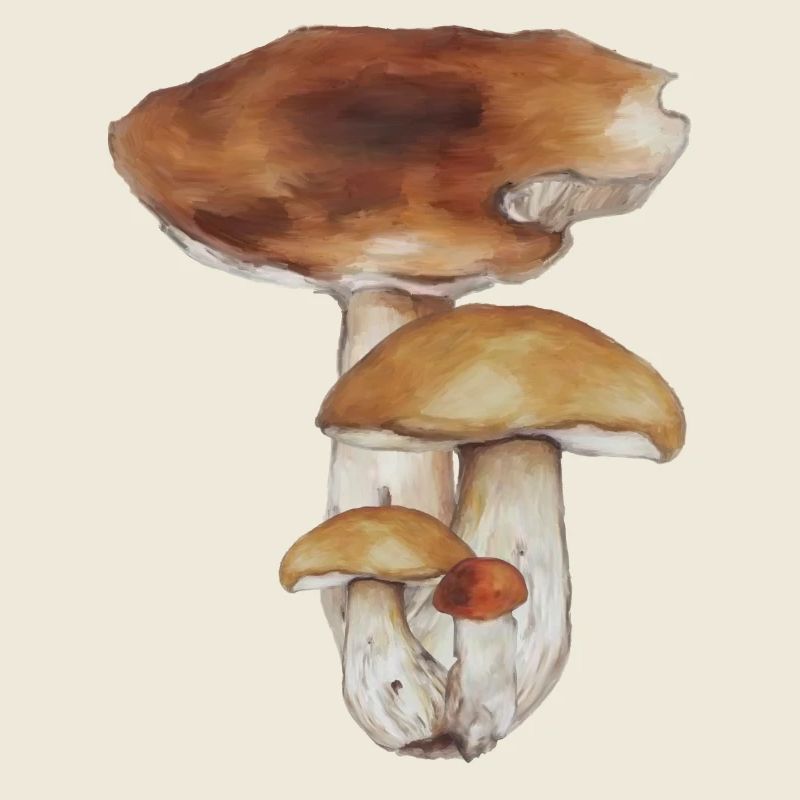 Champignon Forêt Motif Aquarelle