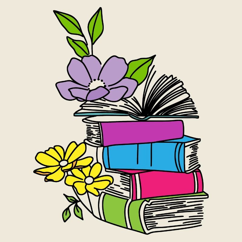 Books with flowers
