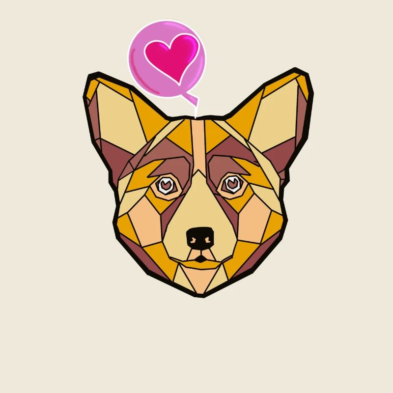 Geometrischer Hund mit Herz
