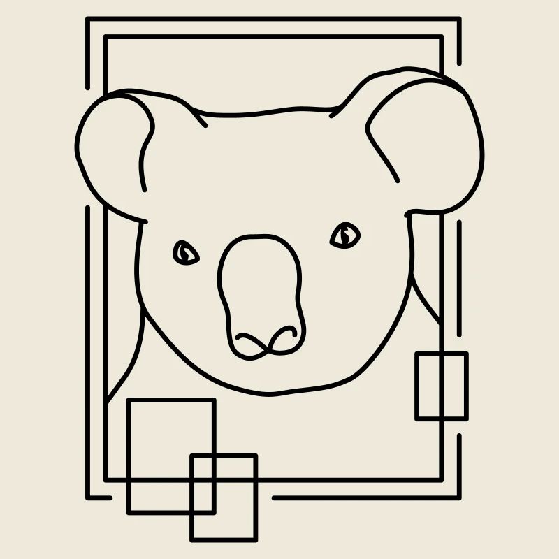 Koala in geometrischer Form - Line-Art-Design
