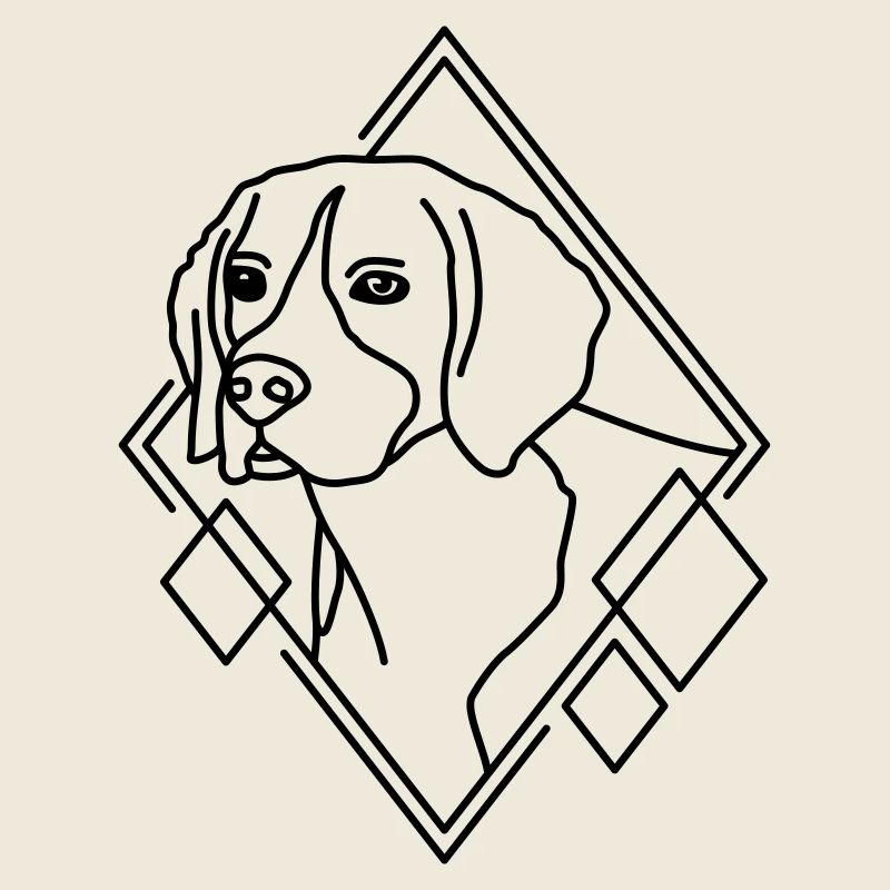 Beagle in Geometric Shape - Line Art Design