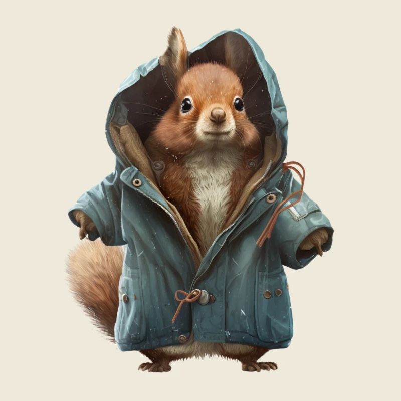 Design with a squirrel wearing a jacket