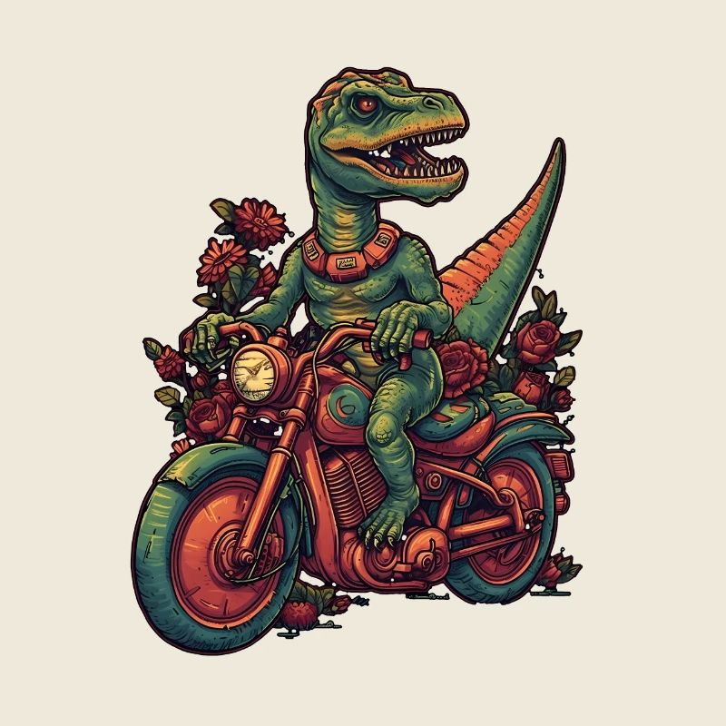 Dinosaure cool à moto