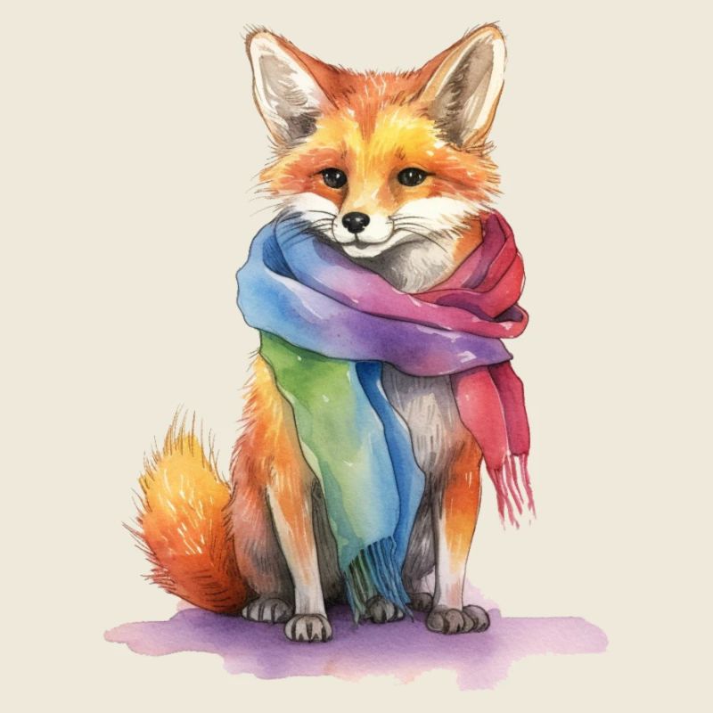Renard avec écharpe LBTQ+