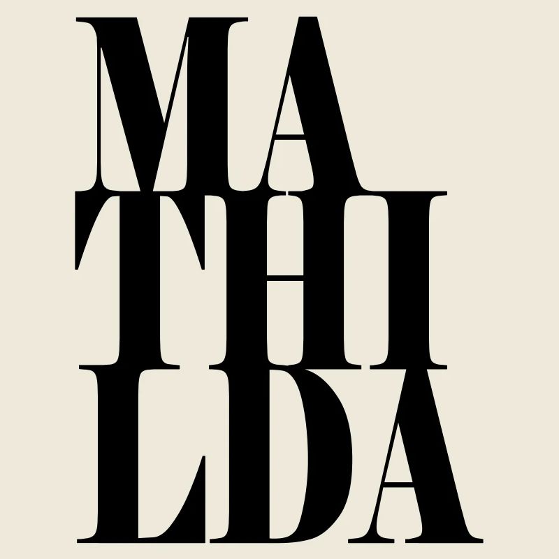 Mathilda Surname First name Modern font Word Art