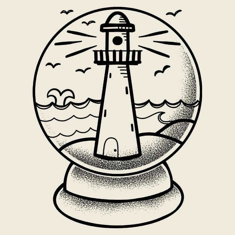 Tattoo Style Lighthouse Snow globe
