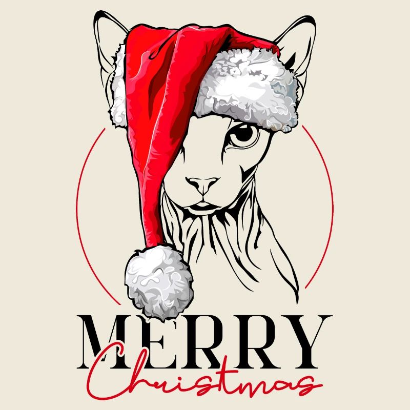 Santa Sphynx Merry Christmas Katze Wilsigns