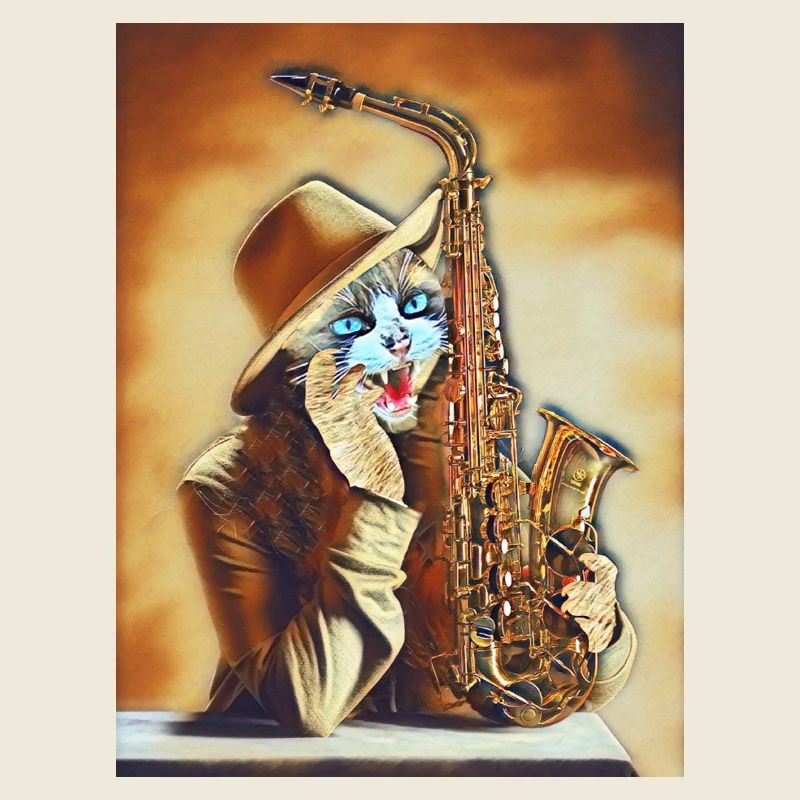 Chat qui joue du Saxo