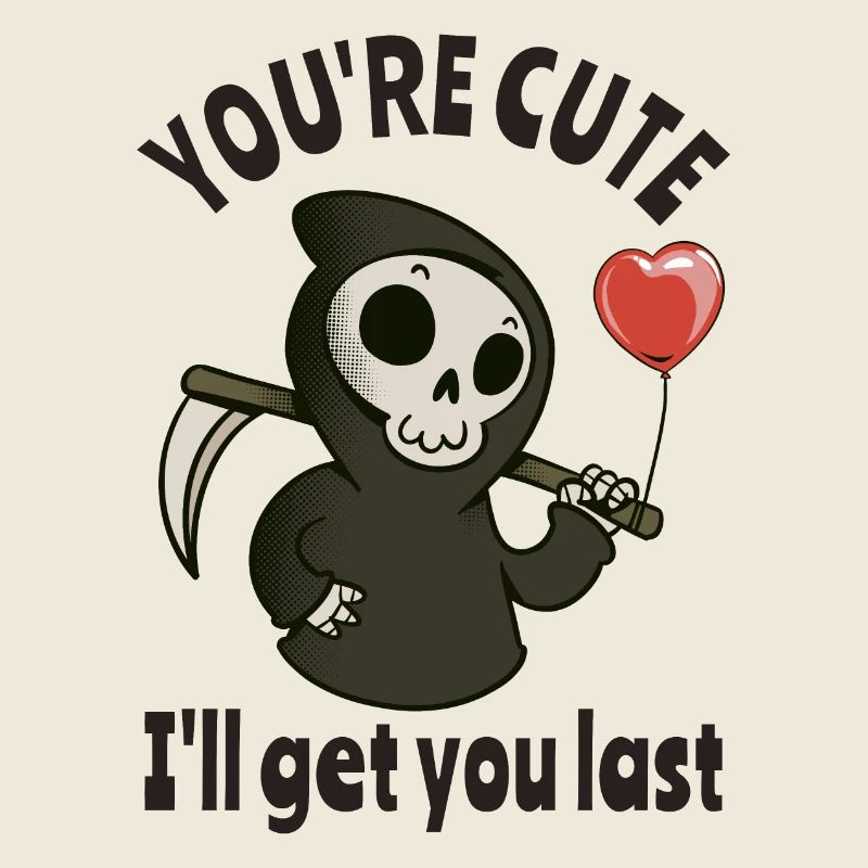 Süßer Sensenmann mit romantischem Herzen