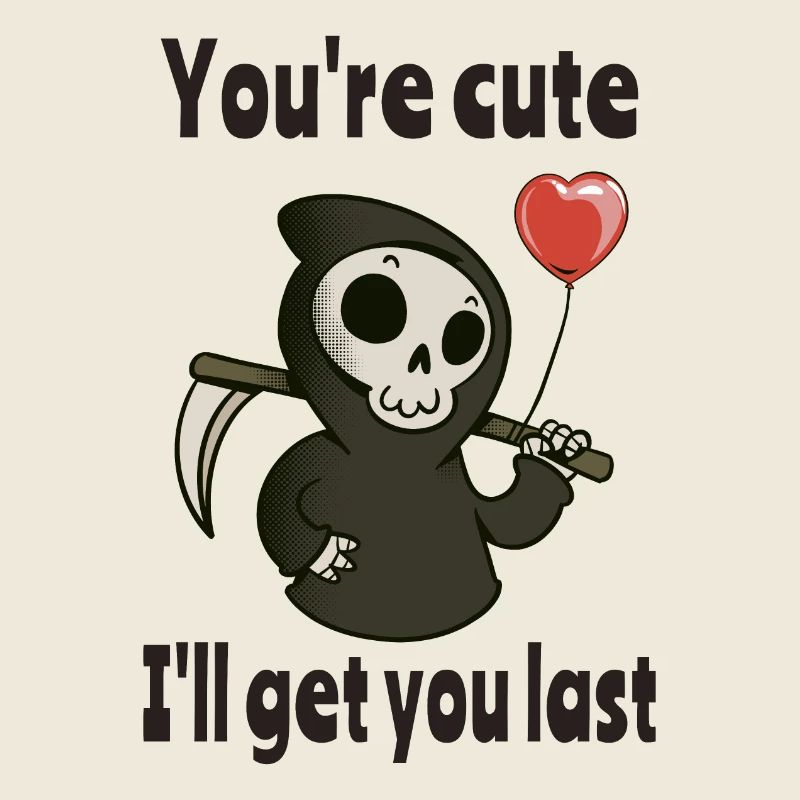 Süßer Sensenmann mit romantischem Herzen