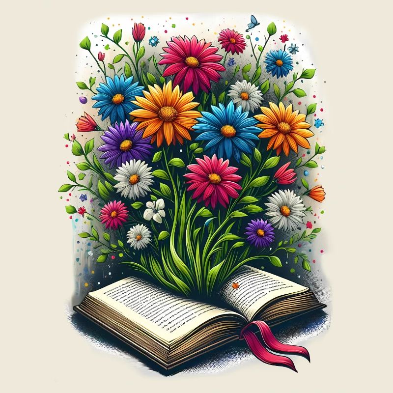 Book lover - Flowers growing from a book