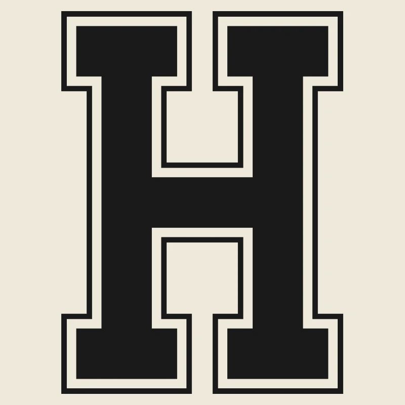 Monogramm Schwarz Gelb College House Initiale H