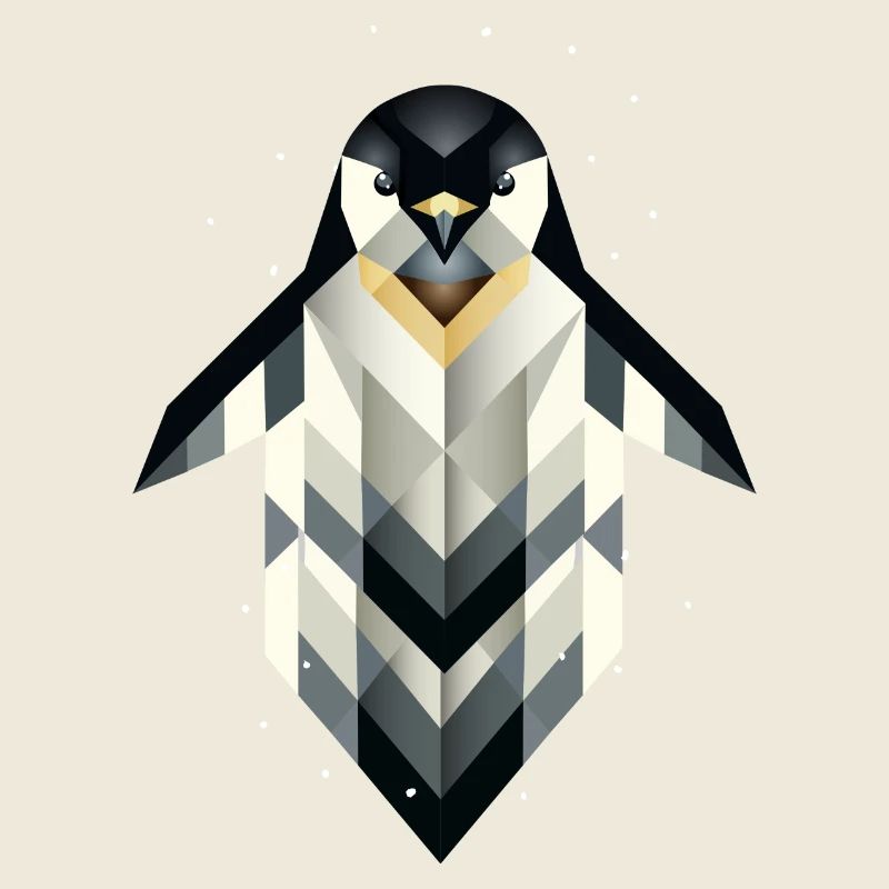 Pingouin géométrique – Élégance givrée