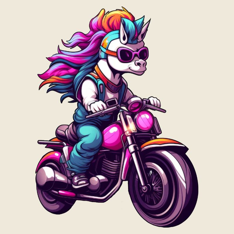 Einhörner Motorradfahrer / Motorrad Einhorn