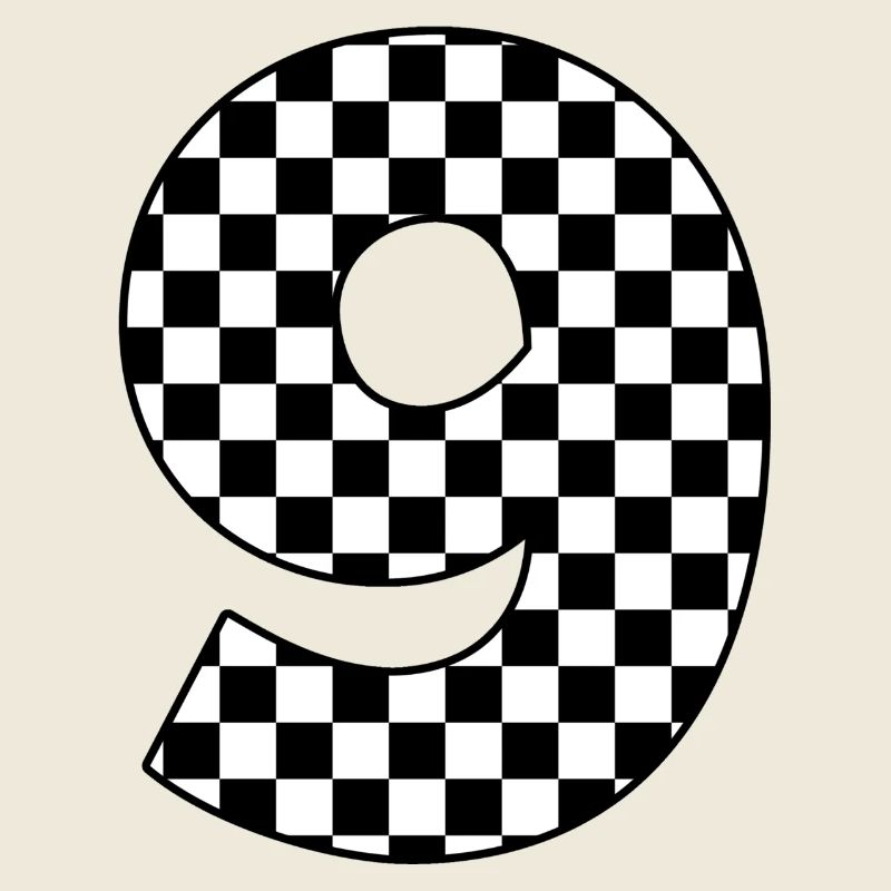 Number 9 checkered