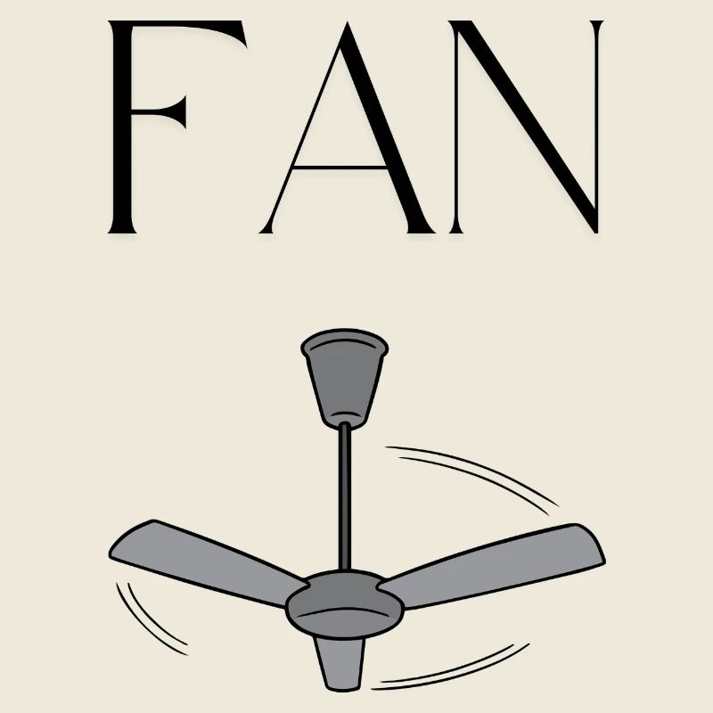 "FAN" mit Deckenventilator – Minimalistisches Wort