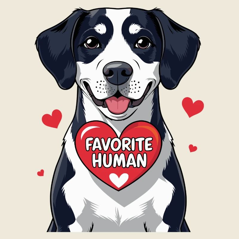 Chien avec cœur Personne préférée Message